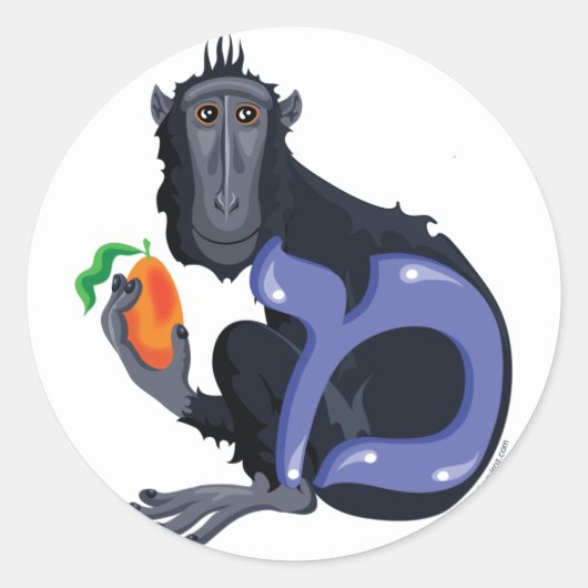 Mem Hebrew Aleph Bet (Alphabet)スタンプ ラウンドシール (正面)