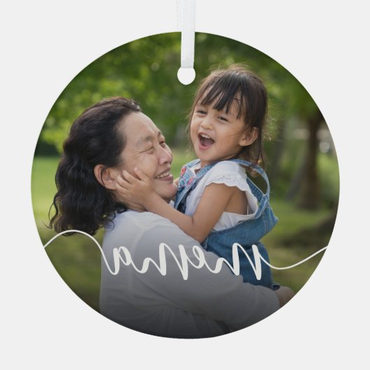 Memaおばあちゃんのスクリプトオーバーレイ ガラスオーナメント (裏面)