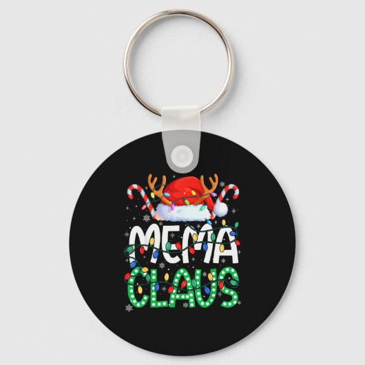 Mema Claus Christmas Lights Pajama Family Matching キーホルダー (正面)