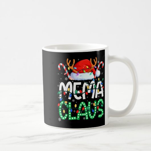 Mema Claus Christmas Lights Pajama Family Matching コーヒーマグカップ (右)