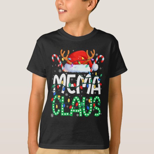 Mema Claus Christmas Lights Pajama Family Matching Tシャツ (正面)
