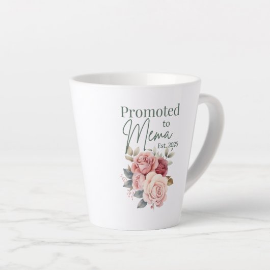 Mema Mugに昇格 – フローラ祖母の贈り物 カフェラテマグ (右アングル)