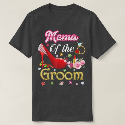 Mema Of The Groom Happy Wedding Flower Pink Shoe M Tシャツ (デザイン正面)