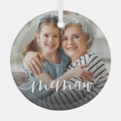 Memawおばあちゃんのスクリプトオーバーレイ ガラスオーナメント (正面)