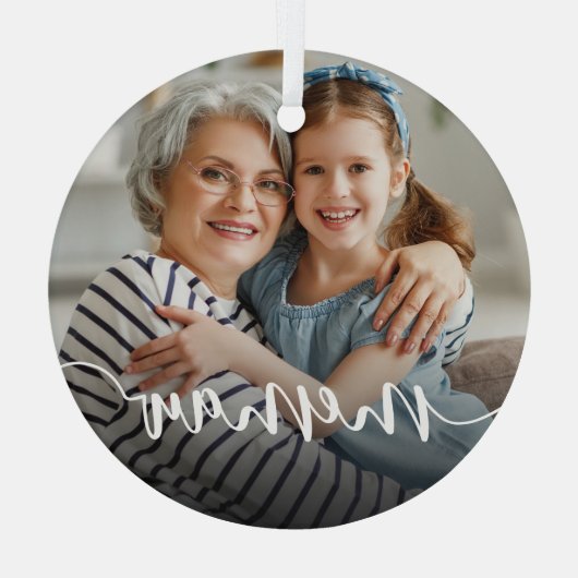 Memawおばあちゃんのスクリプトオーバーレイ ガラスオーナメント (裏面)