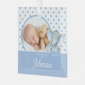 Memawに昇格した男の赤ちゃん写真 ガラスオーナメント (正面左)