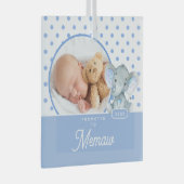 Memawに昇格した男の赤ちゃん写真 ガラスオーナメント (正面右)