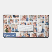Memawフォトコラージンググリッドブルーホワイトグランドキッズギフト デスクマット (キーボード&マウス)