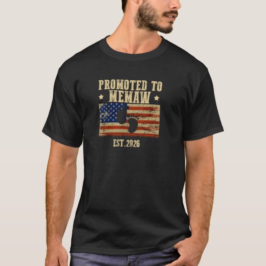 MEMAW 2026ベビーシャワーに昇格USAアメリカンFl Tシャツ (正面)