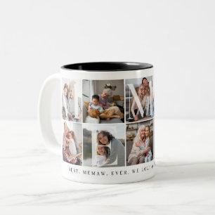 Memaw Ever, 10 Photo Grid Gift for 最高の Granda ツートーンマグカップ