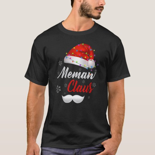 Memaw Santa Claus Hat Light Snow Family Santa Chri Tシャツ (正面)
