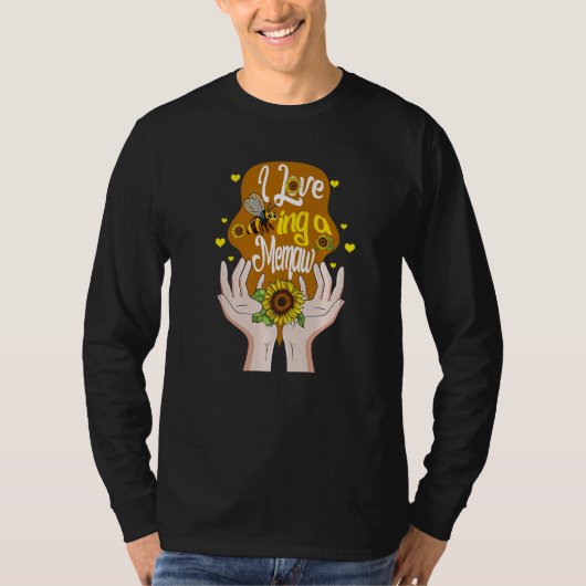 Memaw Simple I Love Being A Memaw Bee Sunflower Sp Tシャツ (正面)