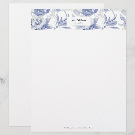 Membrete Magnolias azules レターヘッド (正面/裏面)