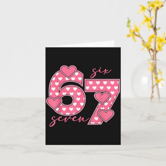 Meme 67 6 7 Six Seven Funny Valentines Day  カード (黄色い花)