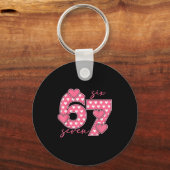 Meme 67 6 7 Six Seven Funny Valentines Day  キーホルダー (正面)