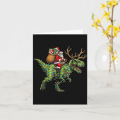 Meme 67 Christmas Santa Riding Dinosaur T Rex Boys カード (黄色い花)