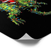 Meme 67 Christmas Santa Riding Dinosaur T Rex Boys ポスター (角)