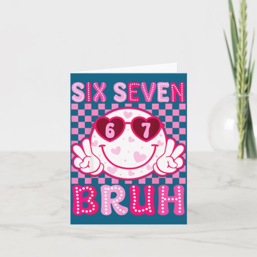 Meme 67 Valentine Bruh Six Seven Heart Women Girl  カード (正面)