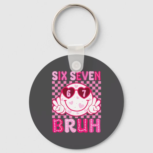 Meme 67 Valentine Bruh Six Seven Heart Women Girl  キーホルダー (正面)