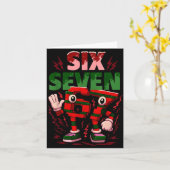 Meme 6 7 Six Seven Italian Brainrot Christmas Red  カード (黄色い花)