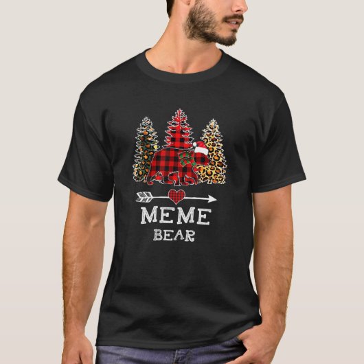 Meme Bear Christmas Tree Leopard Red Buffalo Famil Tシャツ (正面)