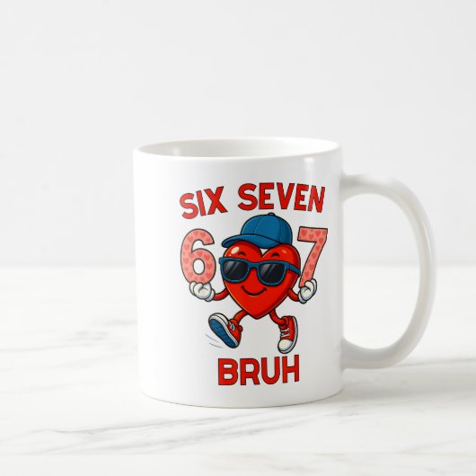 Meme Funny 67 Six Seven Bruh Heart Valentines Men  コーヒーマグカップ (右)