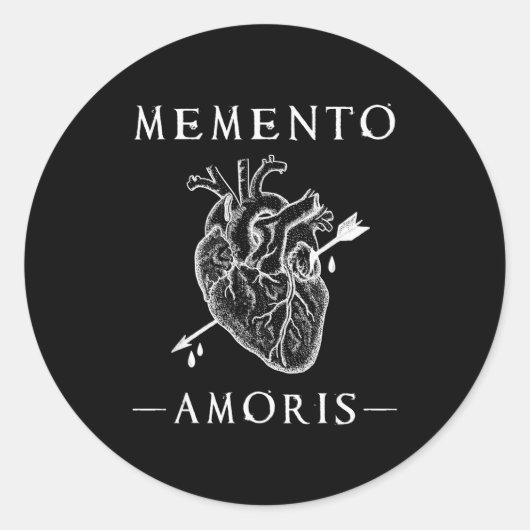 Memento Amoris. 出血するハートとアローゴシック ラウンドシール (正面)