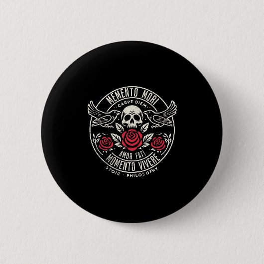 Memento Mori, Amor Fati, Stic引用文哲学Pr 缶バッジ (正面)