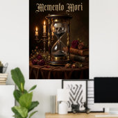 Memento Mori Hourglass Skull Vanitas Dark ポスター (ホームオフィス)