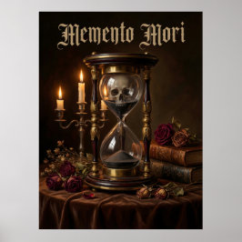 Memento Mori Hourglass Skull Vanitas Dark  ポスター