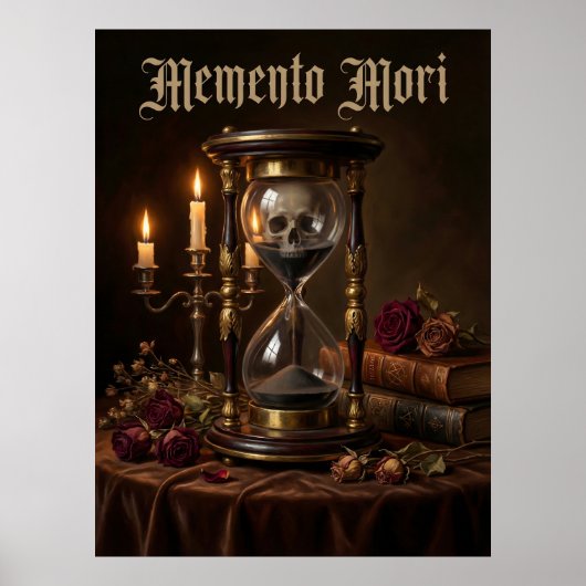 Memento Mori Hourglass Skull Vanitas Dark ポスター (正面)