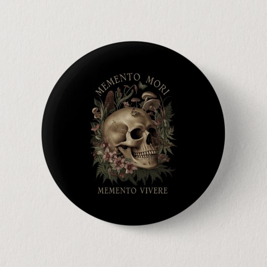 Memento Mori Memento Vivere _ Philosophy & Lat 缶バッジ (正面)