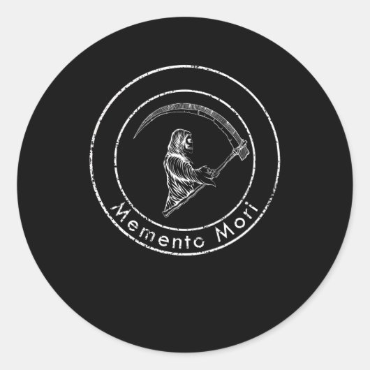 Memento Mori Saying Latin Wisdom Philosophy ラウンドシール (正面)