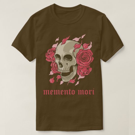 Memento Mori Skeleton  rose Remember You Die philo Tシャツ (デザイン正面)
