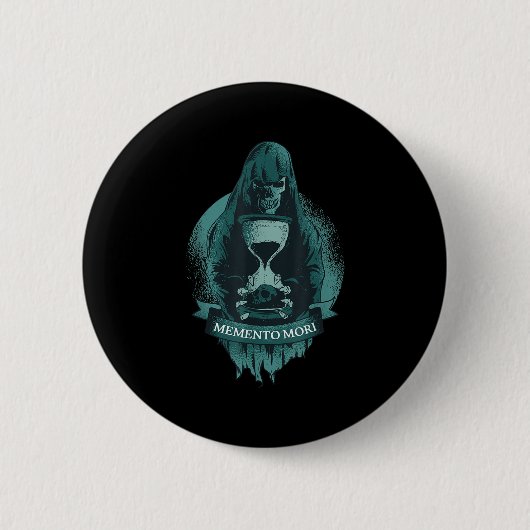 Memento Mori Stoic Latin Stoicism Philosophy Remem 缶バッジ (正面)