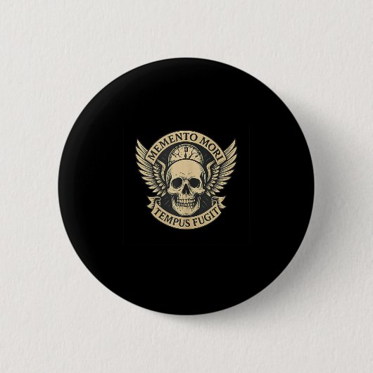 Memento Mori Tempus Fugit Latin Stic引用文Tank T 缶バッジ (正面)