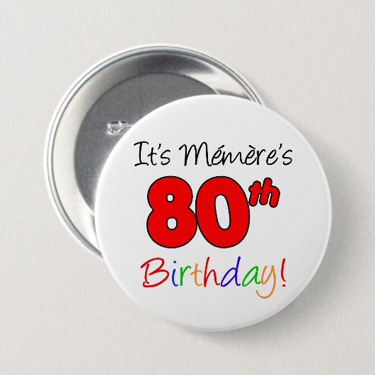 Memereの第80誕生会のフランスのな祖母ボタン 缶バッジ (正面&裏面)