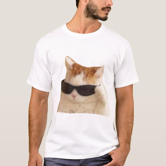 #memes #cat – サングラスキャットミーム tシャツ (正面)