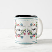 Memorareの祈りの言葉が付いているパーソナライズなSt.テレーズ ツートーンマグカップ (正面右)