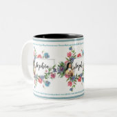 Memorareの祈りの言葉が付いているパーソナライズなSt.テレーズ ツートーンマグカップ (正面左)