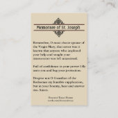 Memorareの祈りの言葉セントジョーゼフ及びイエス・キリストの神聖なカード 名刺 (裏面)