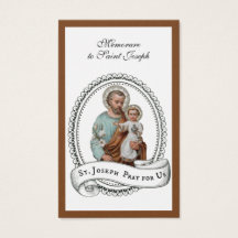 Memorare Prayer  St. Joseph & Jesus Holy Card