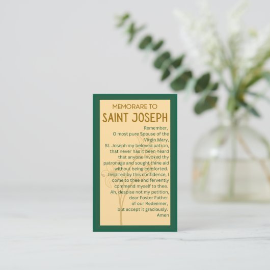 Memorare to St Joseph祈りの言葉カード 名刺 (スタンド正面)