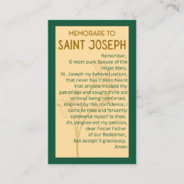 Memorare to St Joseph祈りの言葉カード 名刺