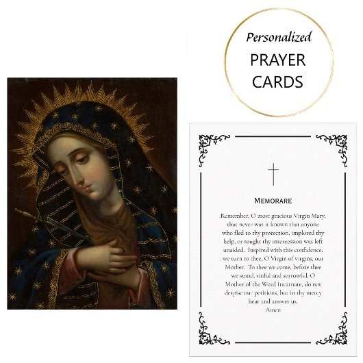 Memorare Virgin Mary Prayer Card プレイスカード