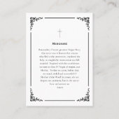 Memorare Virgin Mary Prayer Card プレイスカード (裏面)