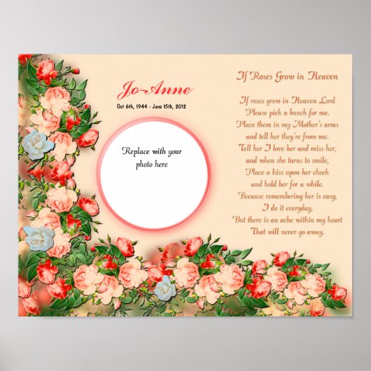 Memorial – 母 – バラもしが天国詩で育つ ポスター (正面)