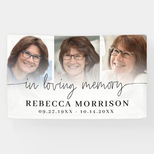 Memorial 3 Photos Script In Loving Memory 横断幕 (横)