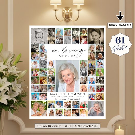 Memorial 61 Photo Collage In Loving Memory ポスター