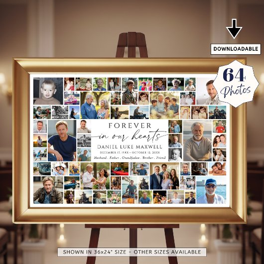 Memorial 64 Photo Collage Forever In Our Hearts ポスター